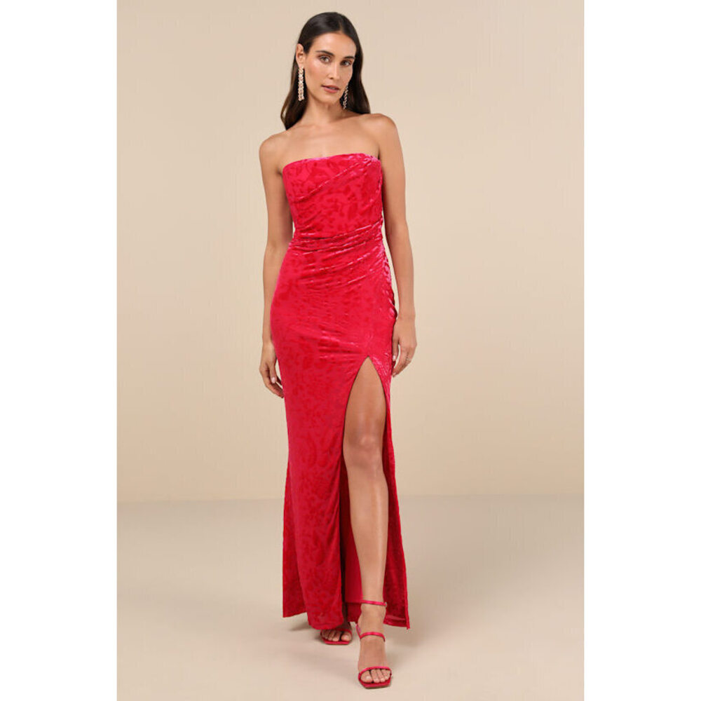 Lulus BRAND NEW Fabulous Darling Fuchsia Burnout Velvet Dress Pink - Size S